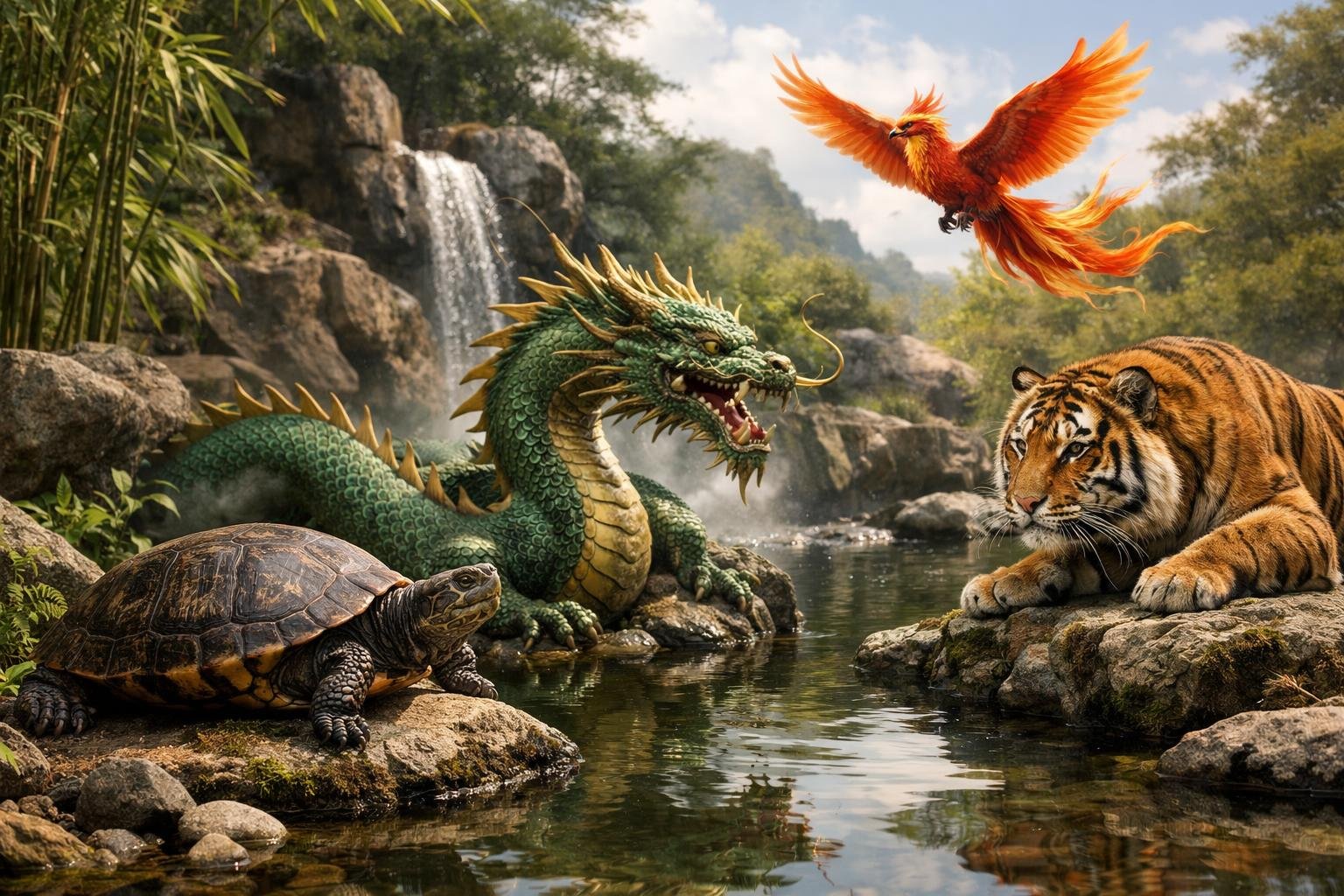 Feng Shui négy égi állata: teknős, sárkány, tigris és főnix