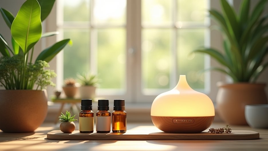 Illóolajok és aromaterápiás diffúzor relaxációhoz és wellnesshez