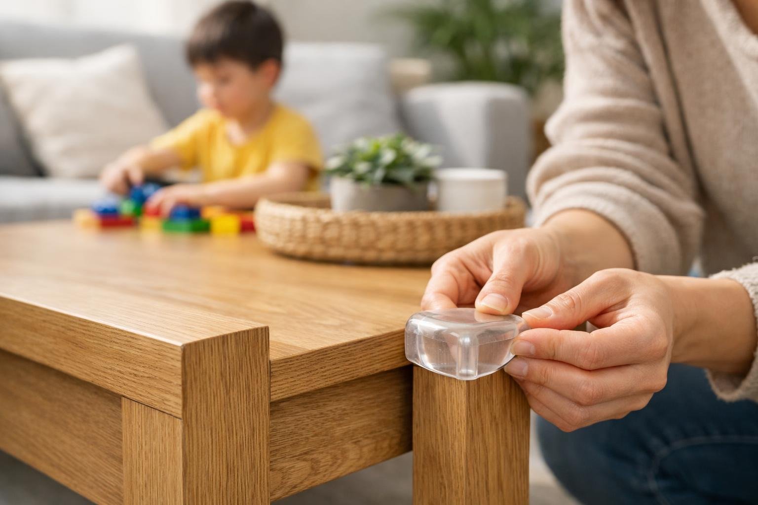 Bútor sarkának tompítása, hogy elkerüljük a baleseteket otthon.