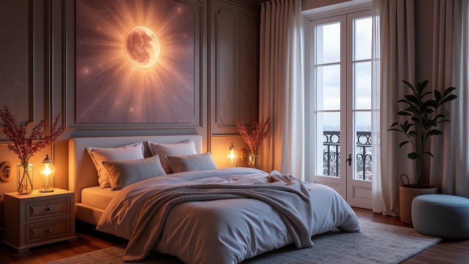 Feng shui inspirált hitvesi ágy a harmonikus pihenéshez.