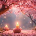 Barackvirág és gyertyák romantikus környezetben