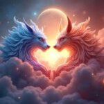 Két fantasztikus lény összekapcsolódik a csillagok alatt.