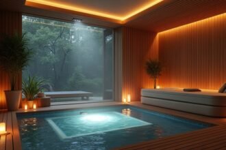 Modern szauna és wellness tér relaxációs lehetőségekkel