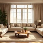 Modern otthon nappali, világos színek és funkcionalitás