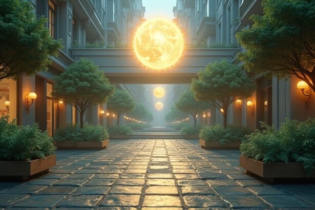 Fényes napok mennyei környezete épületek között