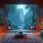 Látványos nappali kilátással a természetre, meghitt világítással.