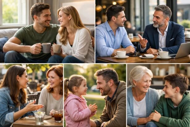 Különböző korosztályok beszélgetései, harmónia és kapcsolatok