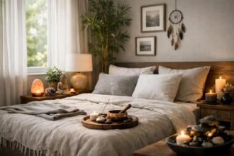 Harmonikus hálószoba belső tér, nyugodt alváshoz