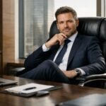 Férfi a főnöki székben, vezetői pozícióban, magabiztos arccal.