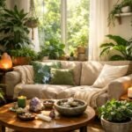 Harmonikus otthon zöld növényekkel és gyógyító elemekkel