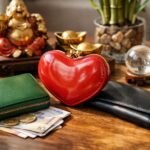 Három különböző pénztárca feng shui színekben pénz vonzására.