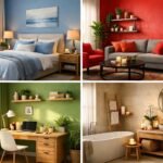 Színek és berendezési stílusok különböző szobákban feng shui elvekkel.