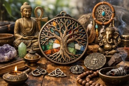 Az életfa szimbóluma és a Feng Shui elemei egy medálon.