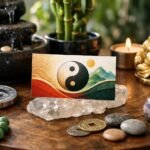 Feng shui névjegykártya design egy asztalon