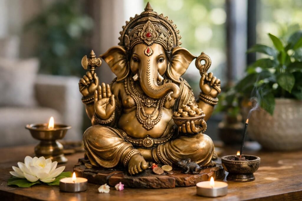 Ganesha szobor, az akadályok elhárítójának szimbóluma otthoni elhelyezéshez