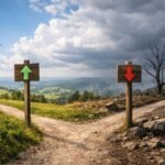 Kedvező és kedvezőtlen irányokat jelző táblák a természetben