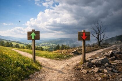 Kedvező és kedvezőtlen irányokat jelző táblák a természetben