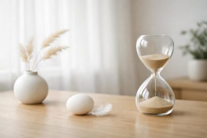 Homokóra, tojás és szárított növények harmonikus otthoni környezetben