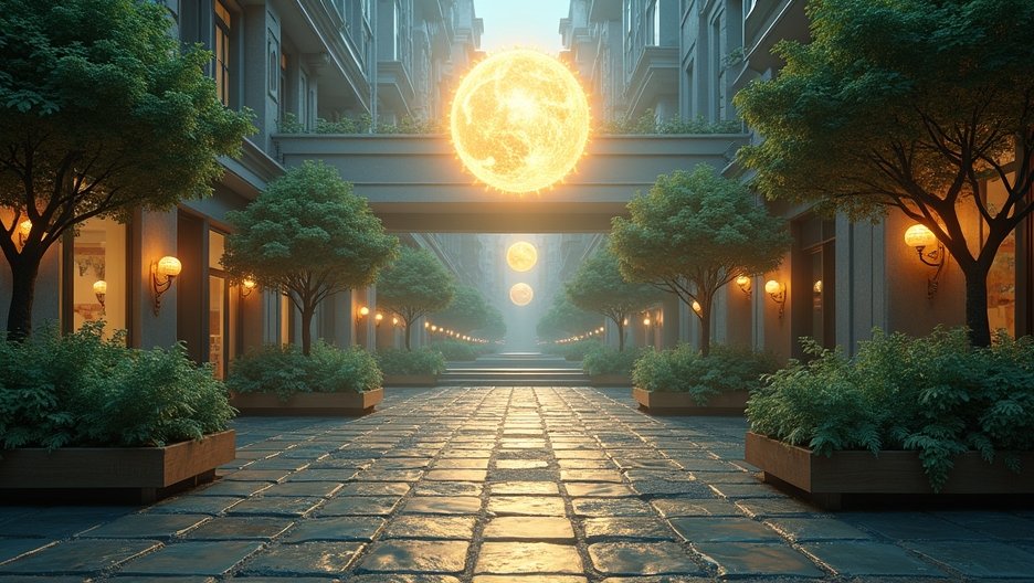 Fényes napok mennyei környezete épületek között