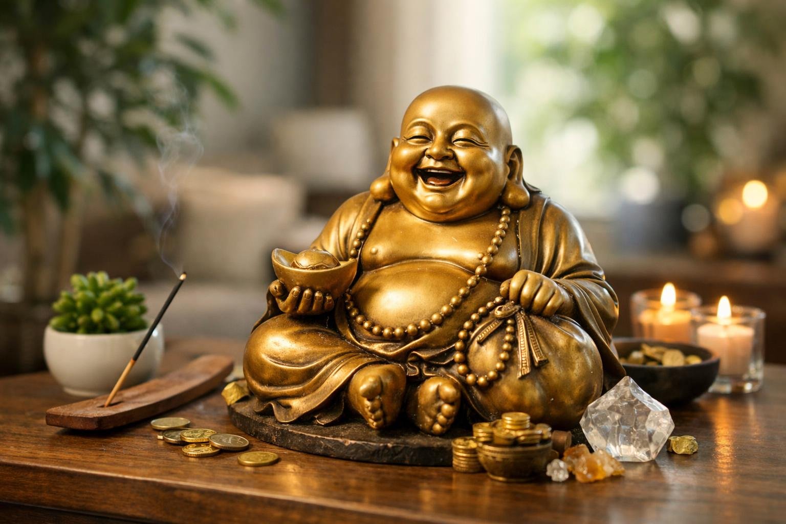 Nevető Buddha szobor bőség és jókedv szimbóluma