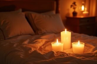 Gyertyák a hálószobában romantikus hangulathoz