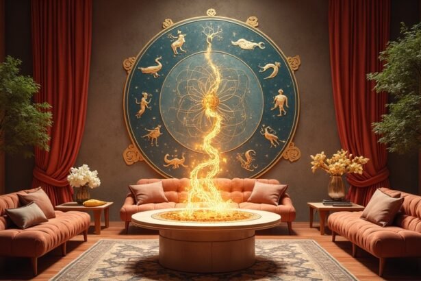Asztrológiai szimbólumok és modern nappali dekoráció