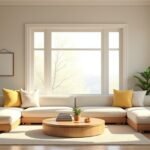 Feng shui inspirált nappali, napfényes, harmonikus designnal