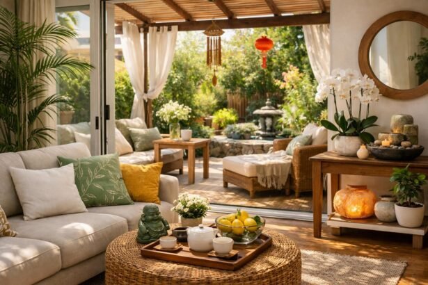 Feng shui stílusú nyári vendégfogadó tér otthon